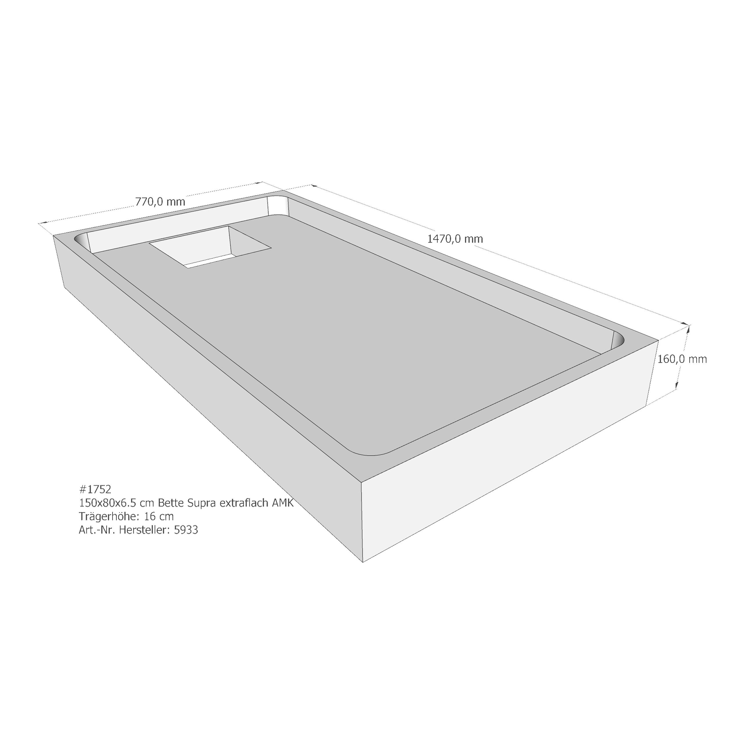 Duschwannenträger für Bette Supra (extraflach) 150 × 80 × 6,5 cm Duschwannenträger für Bette Supra (extraflach) 150 × 80 × 6,5 cm