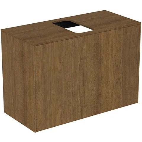 Ideal Standard Waschtischplatte Conca mittiger Ausschnitt, Walnuss Dunkel, 802x373mm