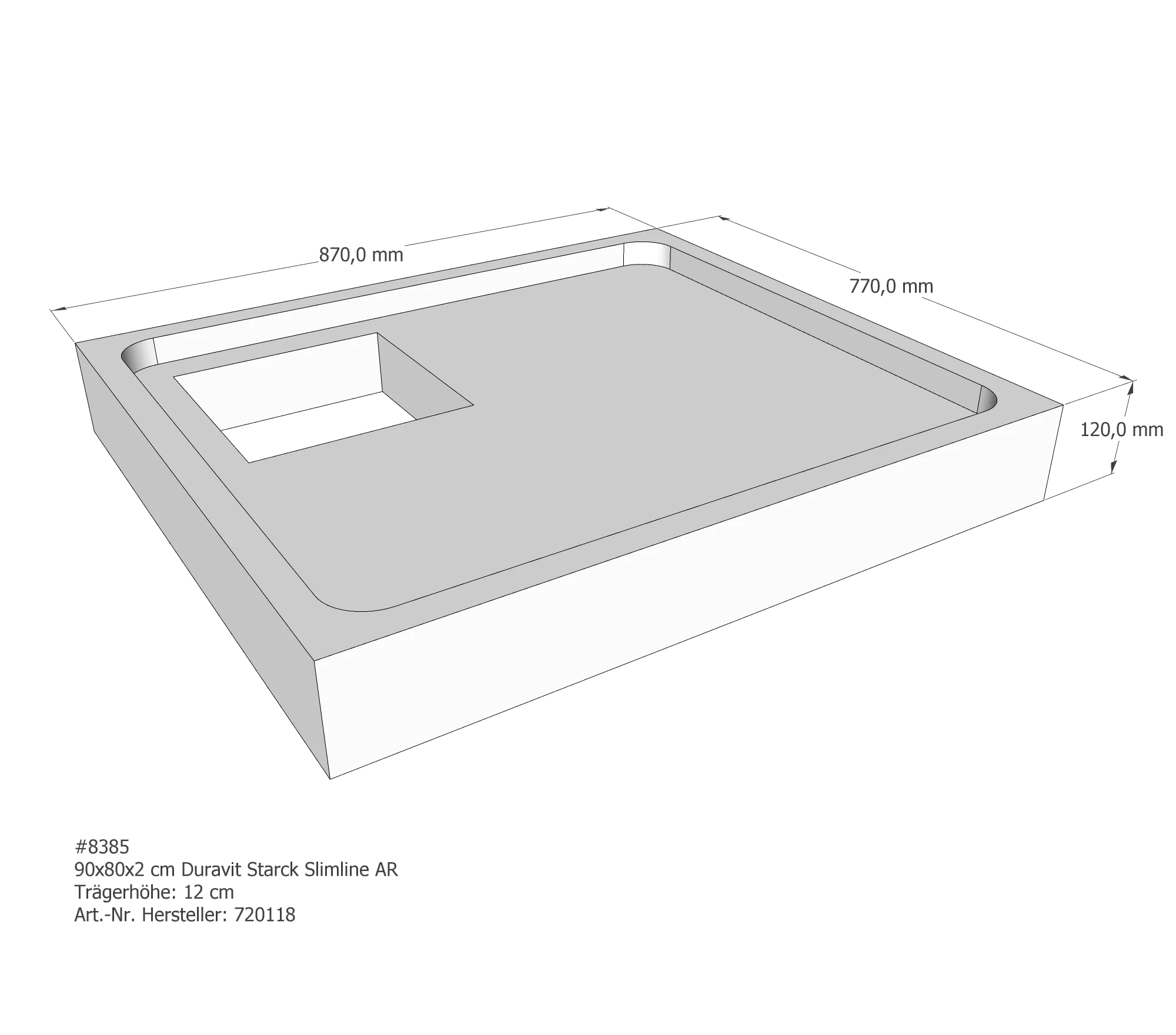 Duschwannenträger für Duravit Starck Slimline 90 × 80 × 2 cm