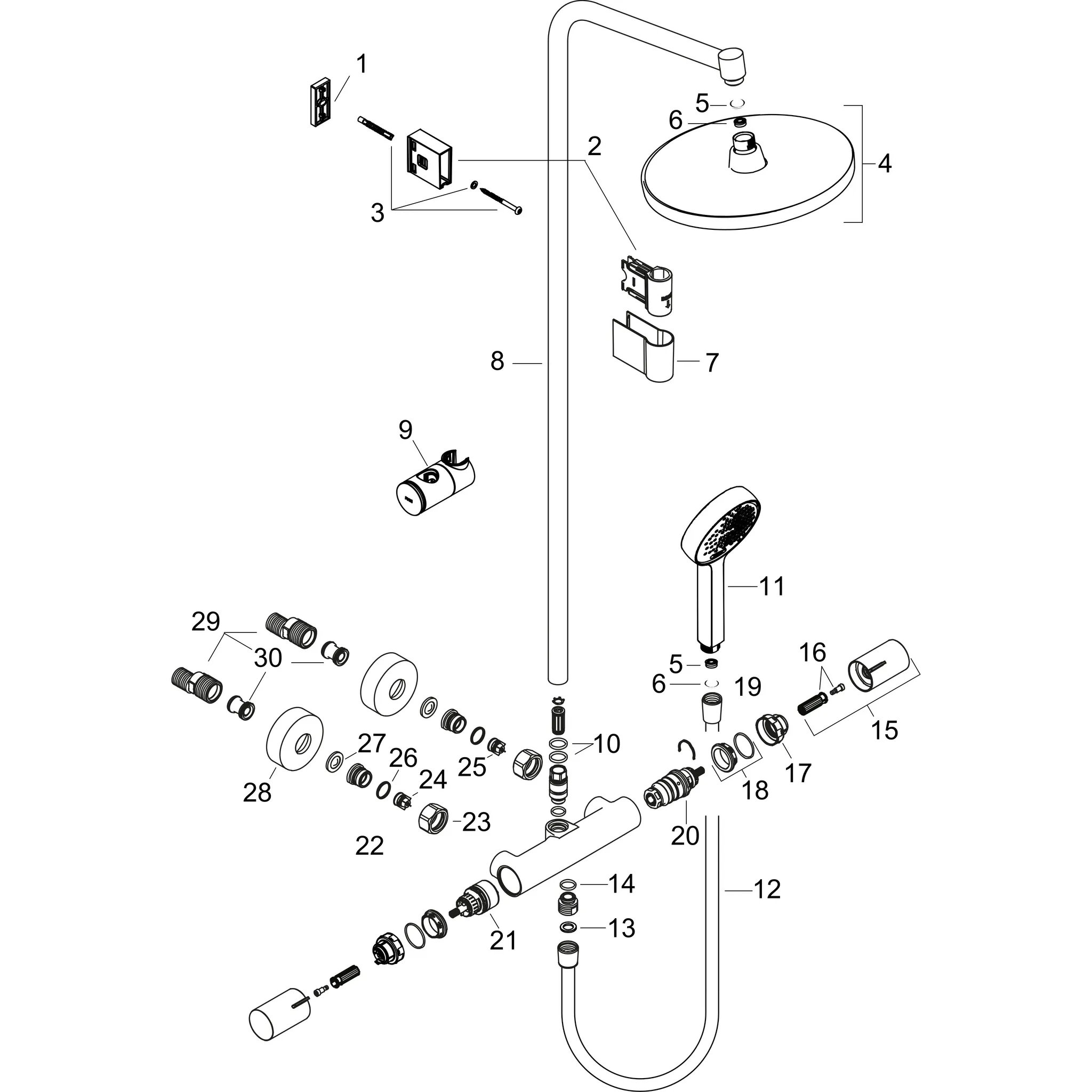 Activera S Showerpipe 240 1jet EcoSmart mit Ecostat Fine Varia, Chrom