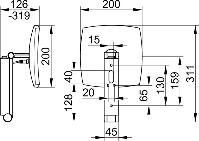 Kosmetikspiegel 17613059004 Kosmetikspiegel iLook_move Wandmodell, eckig/beleuchtet mit Wippschalter Nickel gebürstet