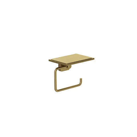 Kludi-VELA S Toilettenpapierhalter Brushed Gold, feststehend, mit Ablage, Wandmontage, inkl. Schrauben und Dübel Kludi-VELA S Toilettenpapierhalter Brushed Gold, feststehend, mit Ablage, Wandmontage, inkl. Schrauben und Dübel
