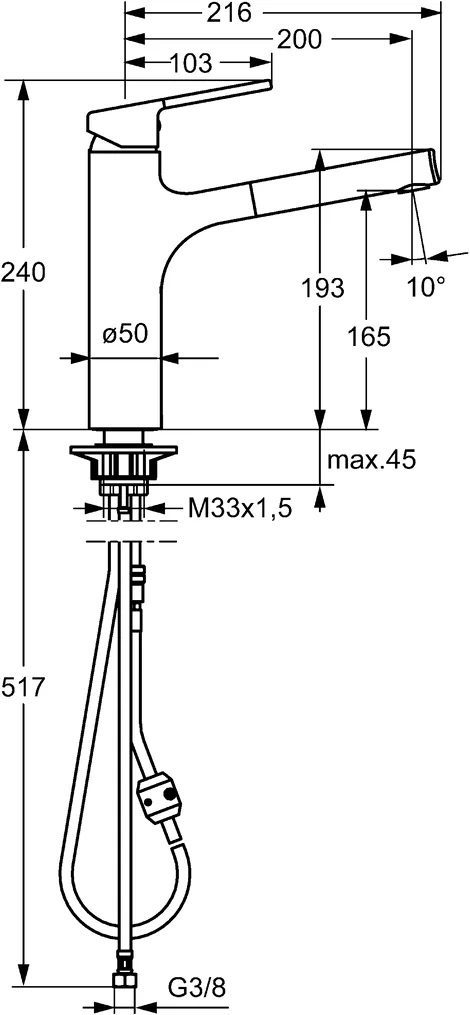 HansaRONDA Einhebelmischer Küchenarmatur HansaRONDA 0334 Ausladung 200 mm DN15 Chrom HansaRONDA Einhebelmischer Küchenarmatur HansaRONDA 0334 Ausladung 200 mm DN15 Chrom