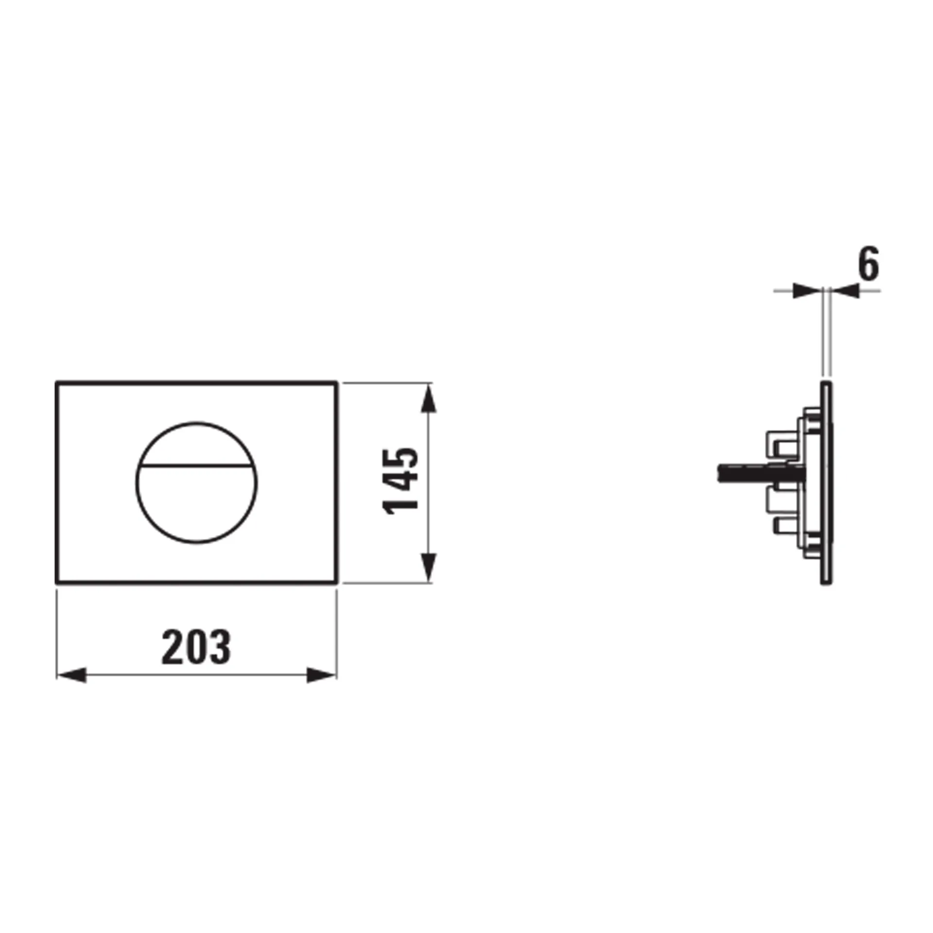 Betätigungsplatte SUNRISE INEO 203x145x6, aus Kunsstoff, für Frontbetätigung oder Betätigung von oben, für Unterputz-Spülkasten mit Dual-Flush 2-Mengen-Spülsystem, weiß