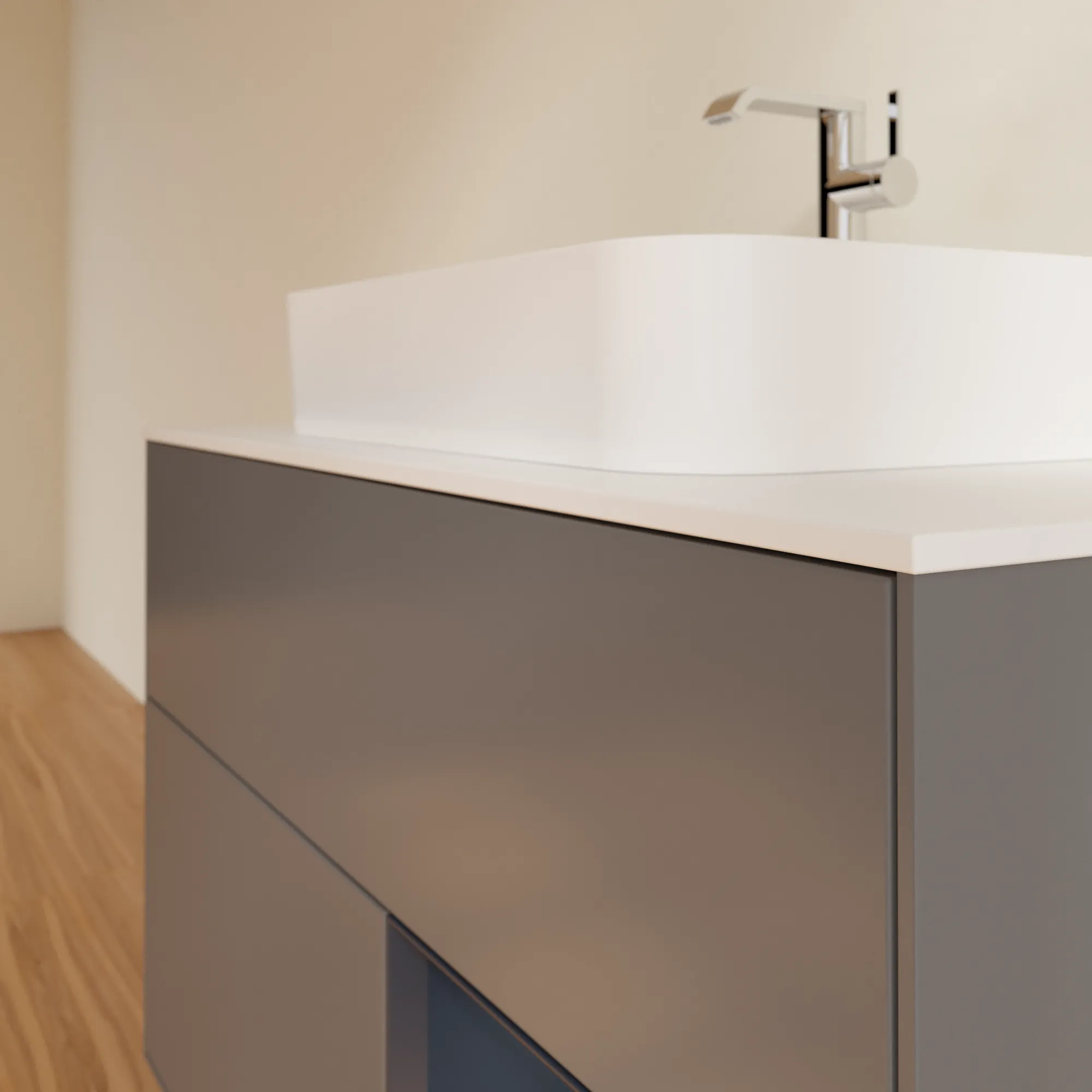 Villeroy & Boch Waschtischunterschrank „Finion“ für Schrankwaschtisch 1000 × 603 × 501 mm Anthracite Matt Lacquer, für Becken mittig