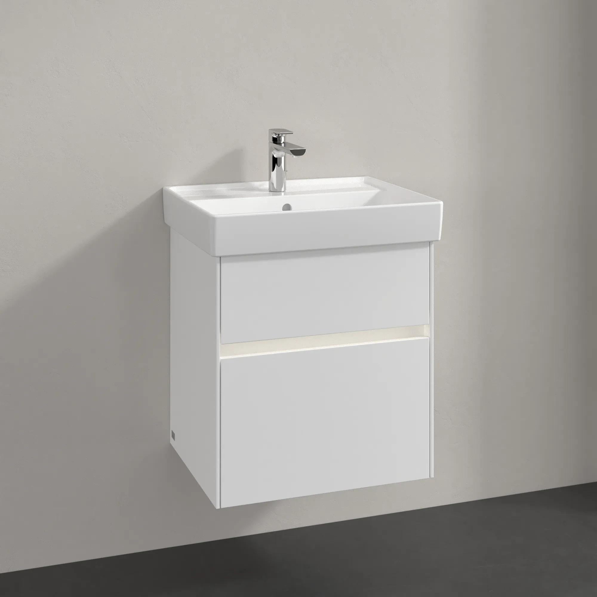 Villeroy & Boch Waschtischunterschrank „Collaro“ 510 × 546 × 414 mm Weiß Matt, für Becken mittig, mit Beleuchtung
