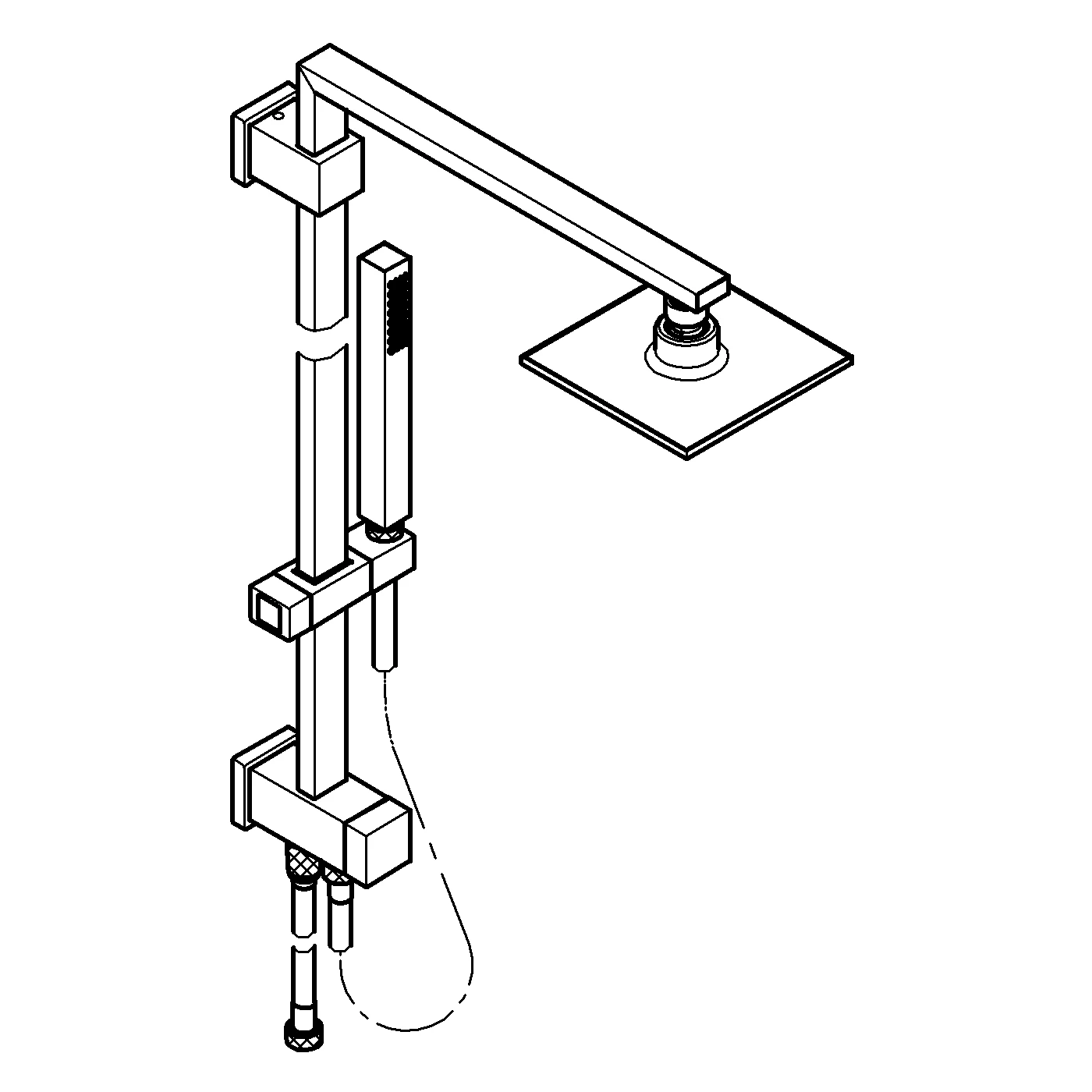 Duschsystem Euphoria Cube System 152 27696, mit Umstellung, Wandmontage, Brausearm 400 mm, chrom