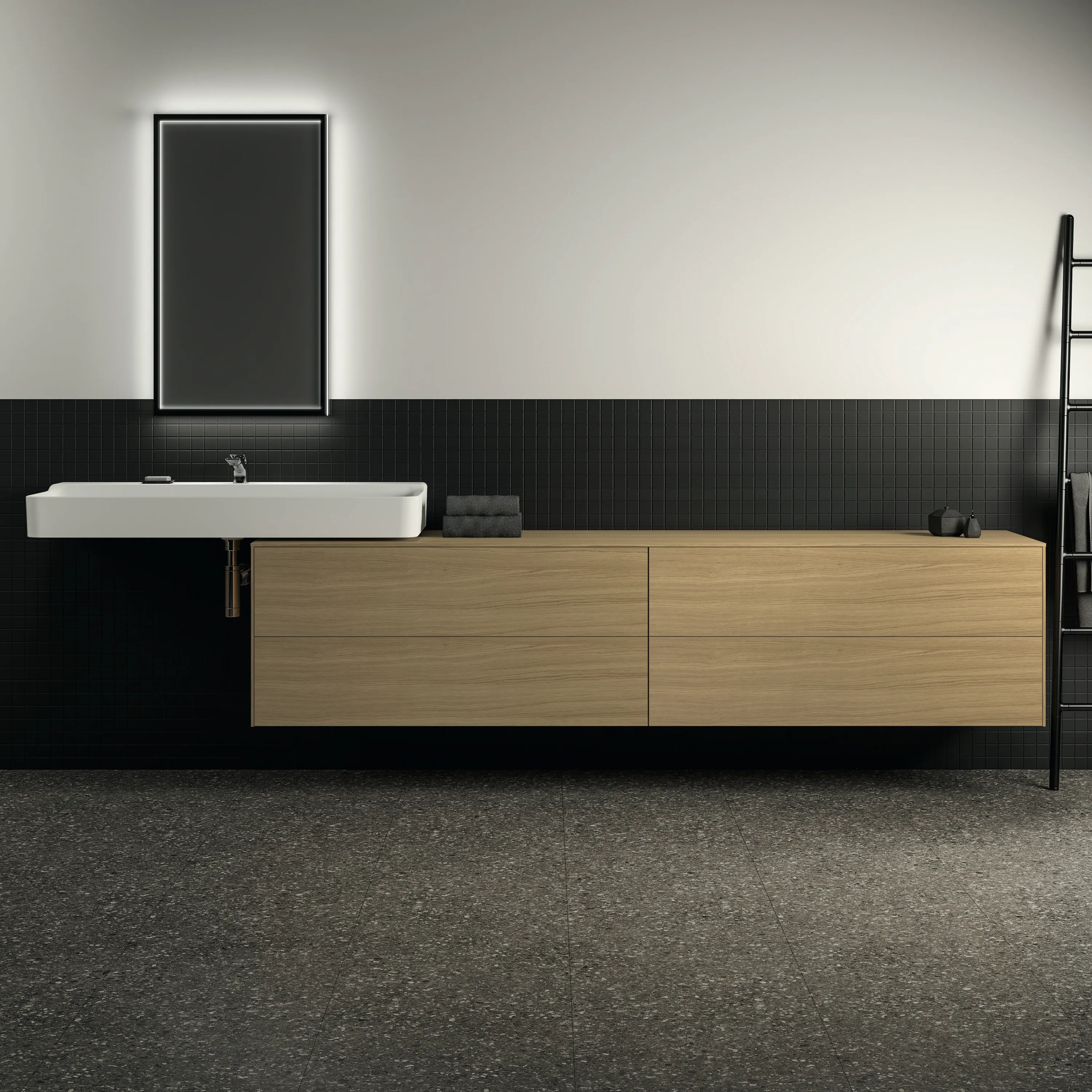 Ideal Standard Waschtischunterschrank „Conca“ 238,7 × 55 × 50,5 cm Eiche hell Furnier Ideal Standard Waschtischunterschrank „Conca“ 238,7 × 55 × 50,5 cm Eiche hell Furnier