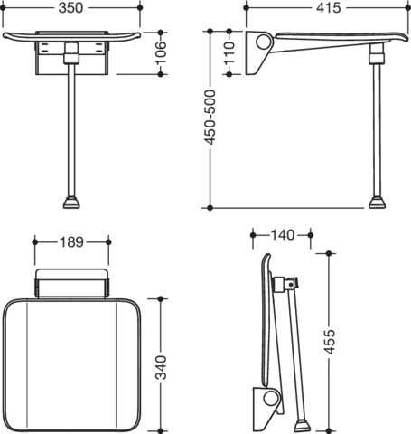 Klappsitz, System 900, Wandkonsole aus Edst., PVD, Sitzfläche aus strukturiertem Kst., weiß, Sitzf.: B:350 mm, T: 340 mm, mit Bodenstütze für Sitzhöhe 450-500 mm, PVD, in Farbe CK (messing glänzend) Klappsitz, System 900, Wandkonsole aus Edst., PVD, Sitzfläche aus strukturiertem Kst., weiß, Sitzf.: B:350 mm, T: 340 mm, mit Bodenstütze für Sitzhöhe 450-500 mm, PVD, in Farbe CK (messing glänzend)