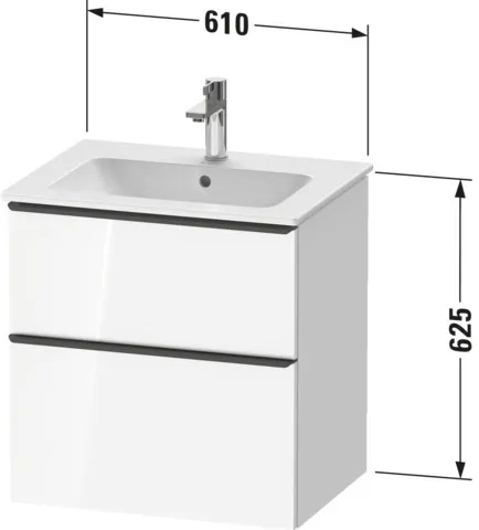Duravit Waschtischunterschrank wandhängend „D-Neo“ 61 × 62,5 × 46,2 cm in Basalt Matt