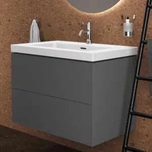 Waschbecken „Extra“ 81 × 51 × 15 cm, Hahnlochposition mittig in Seidenweiß