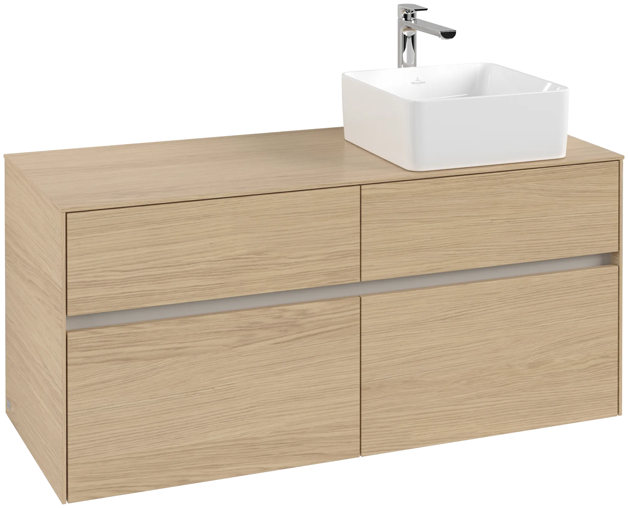 Villeroy & Boch Waschtischunterschrank „Collaro“ 1200 × 548 × 500 mm Nordic Oak, ohne Beleuchtung, für Becken rechts