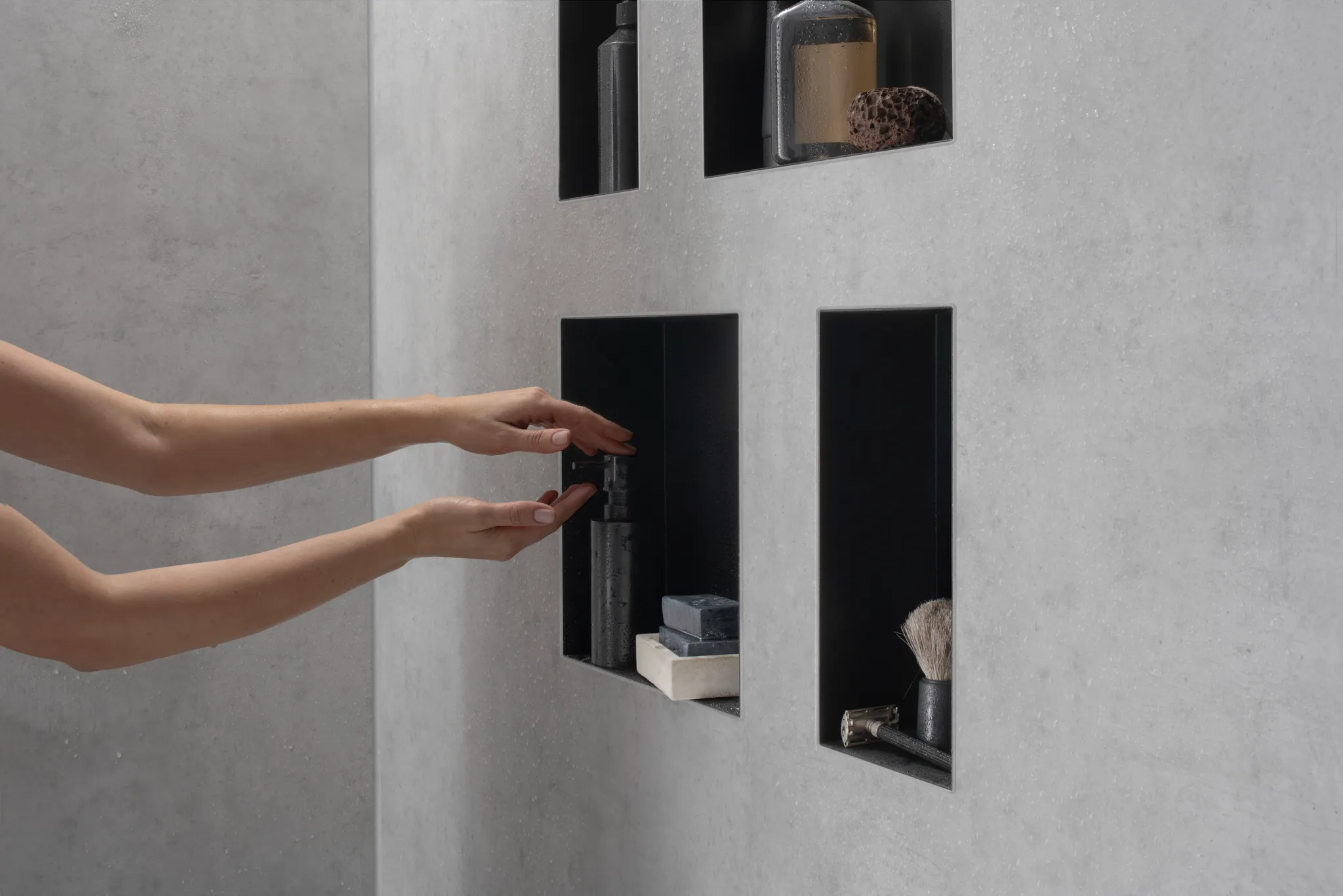 Hansgrohe XtraStoris Minimalistic Wandnische rahmenlos 300⁄300⁄100, Mattschwarz