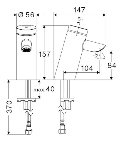 Waschtisch-Armatur PURIS SC, HD-K - Hochdruck Kaltwasser / vorgemischtes Wasser, Selbstschluss, G 3/8 IG, chrom