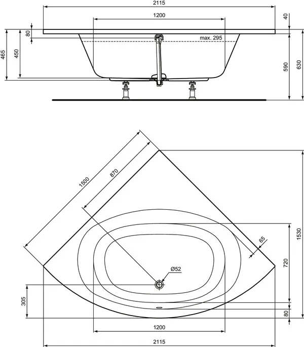 Ideal Standard Badewanne „HotlineNeu“ 150 × 150 cm Ideal Standard Badewanne „HotlineNeu“ 150 × 150 cm