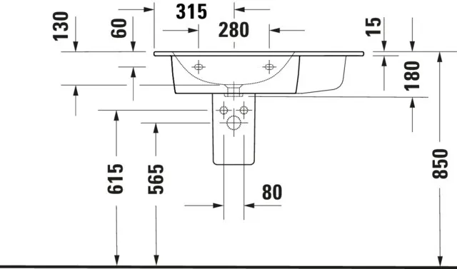Wandwaschtisch „ME by Starck“, mit Überlauf in Weiß Hochglanz Wandwaschtisch „ME by Starck“, mit Überlauf in Weiß Hochglanz