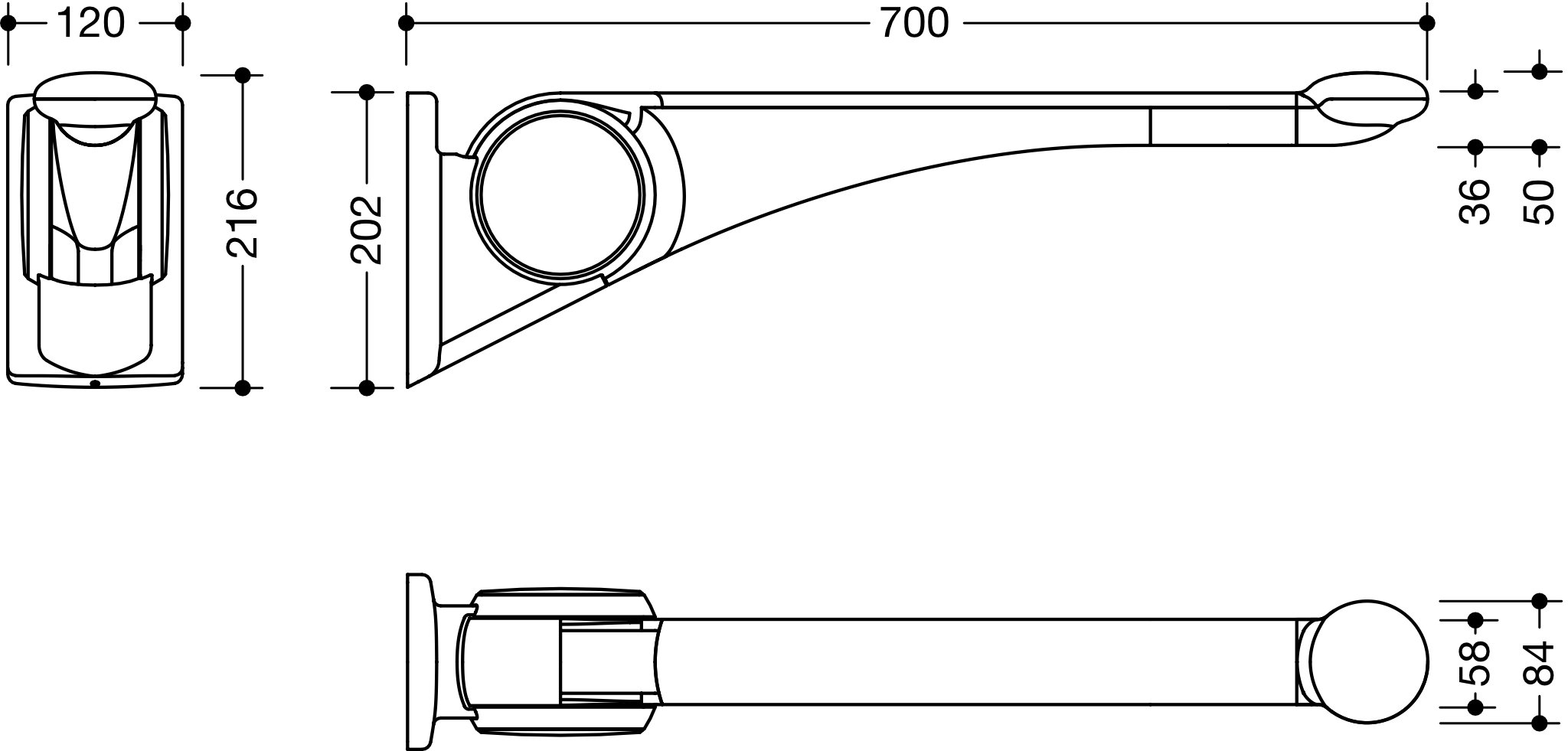 HEWI Stützklappgriff „Serie 802 LifeSystem“