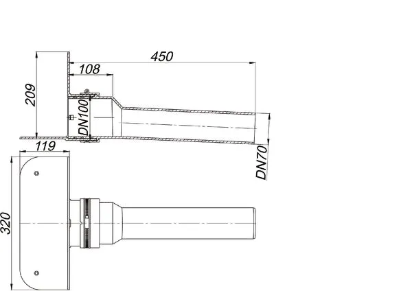 Dallmer Attikaablauf FPO-PP, DN 70 Dallmer Attikaablauf FPO-PP, DN 70
