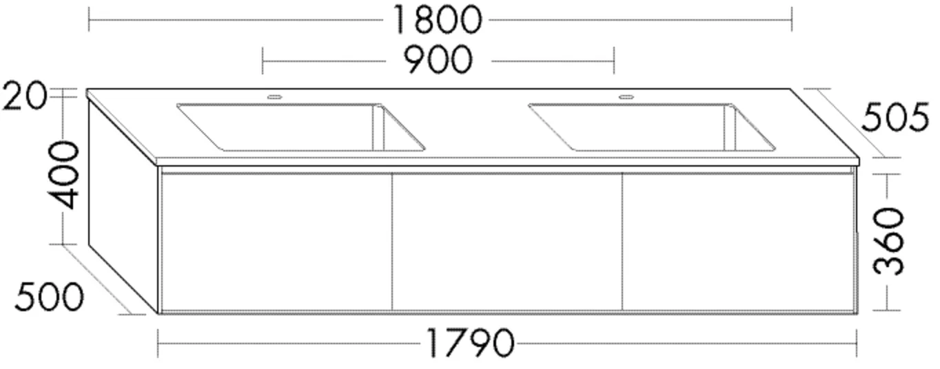 burgbad Badmöbelset „rc40Solitaire“ 184 × 46 cm in Sandstein Hochglanz