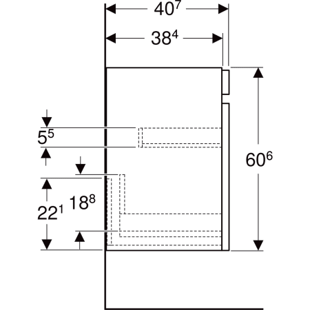 Renova Plan Unterschrank für Waschtisch, mit einer Schublade und einer Innenschublade: 48.4x60.6x40.7cm, Breite Waschtisch=55cm, Nussbaum hickory hell Renova Plan Unterschrank für Waschtisch, mit einer Schublade und einer Innenschublade: 48.4x60.6x40.7cm, Breite Waschtisch=55cm, Nussbaum hickory hell
