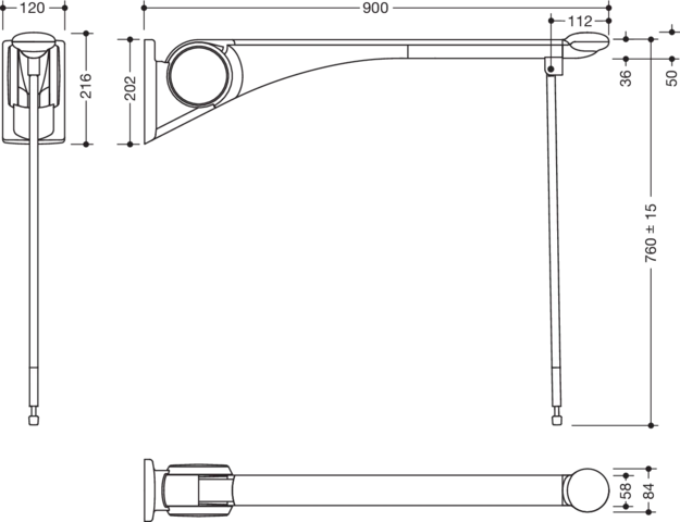 HEWI Stützklappgriff „Serie 802 LifeSystem“