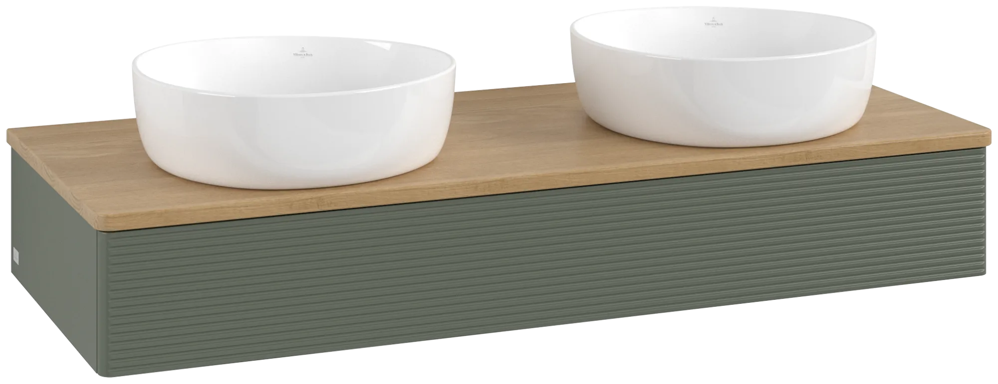Villeroy & Boch Antao Waschbeckenunterschrank L13_1, 1200x190x500mm, Leaf Green Matt Lacquer/Honey Oak