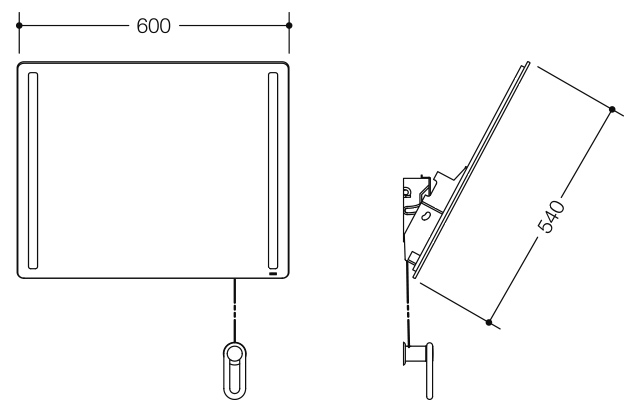 HEWI Kippspiegel „Serie 801“ 60 × 54 cm in Signalweiß