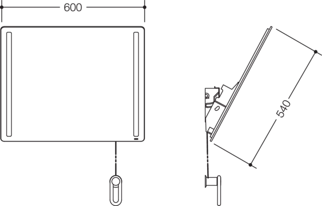 HEWI Kippspiegel „Serie 801“ 60 × 54 cm in Senfgelb