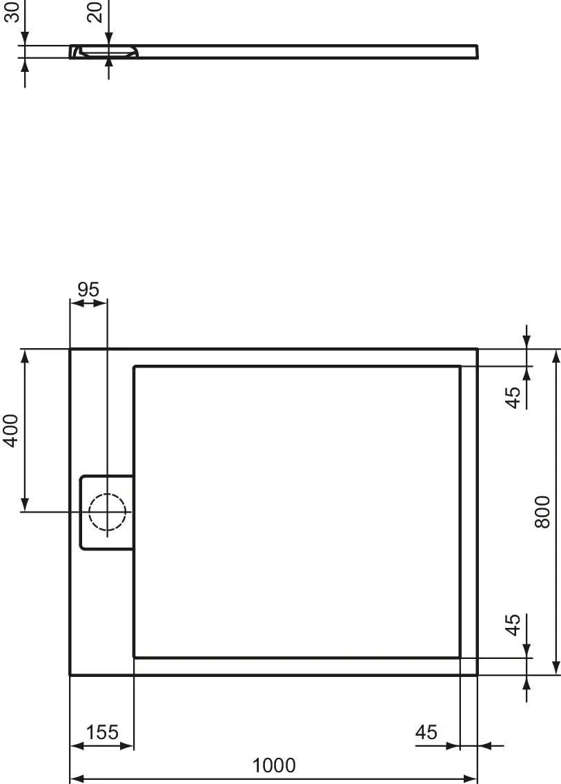 Ideal Standard Rechteck-Brausewanne Ultra Flat S i.life 1000x800x30mm Carraraweiß Ideal Standard Rechteck-Brausewanne Ultra Flat S i.life 1000x800x30mm Carraraweiß