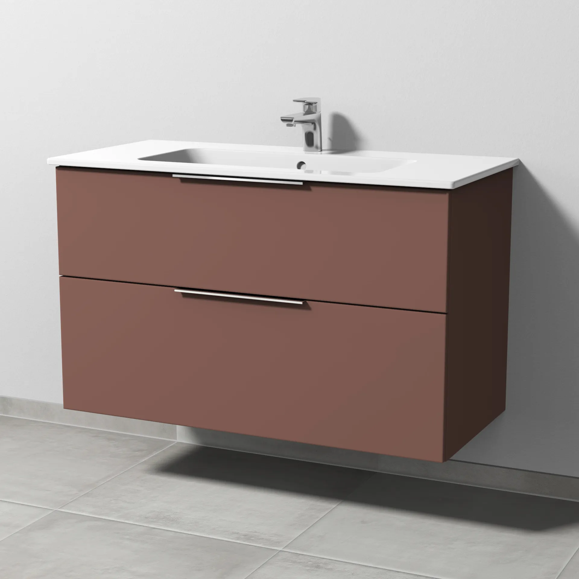 Sanipa Waschtischunterschrank „3way“ passend zu Keramik-Waschtische ME by Starck von Duravit 1000 × 613 × 467 mm in Wine-Red