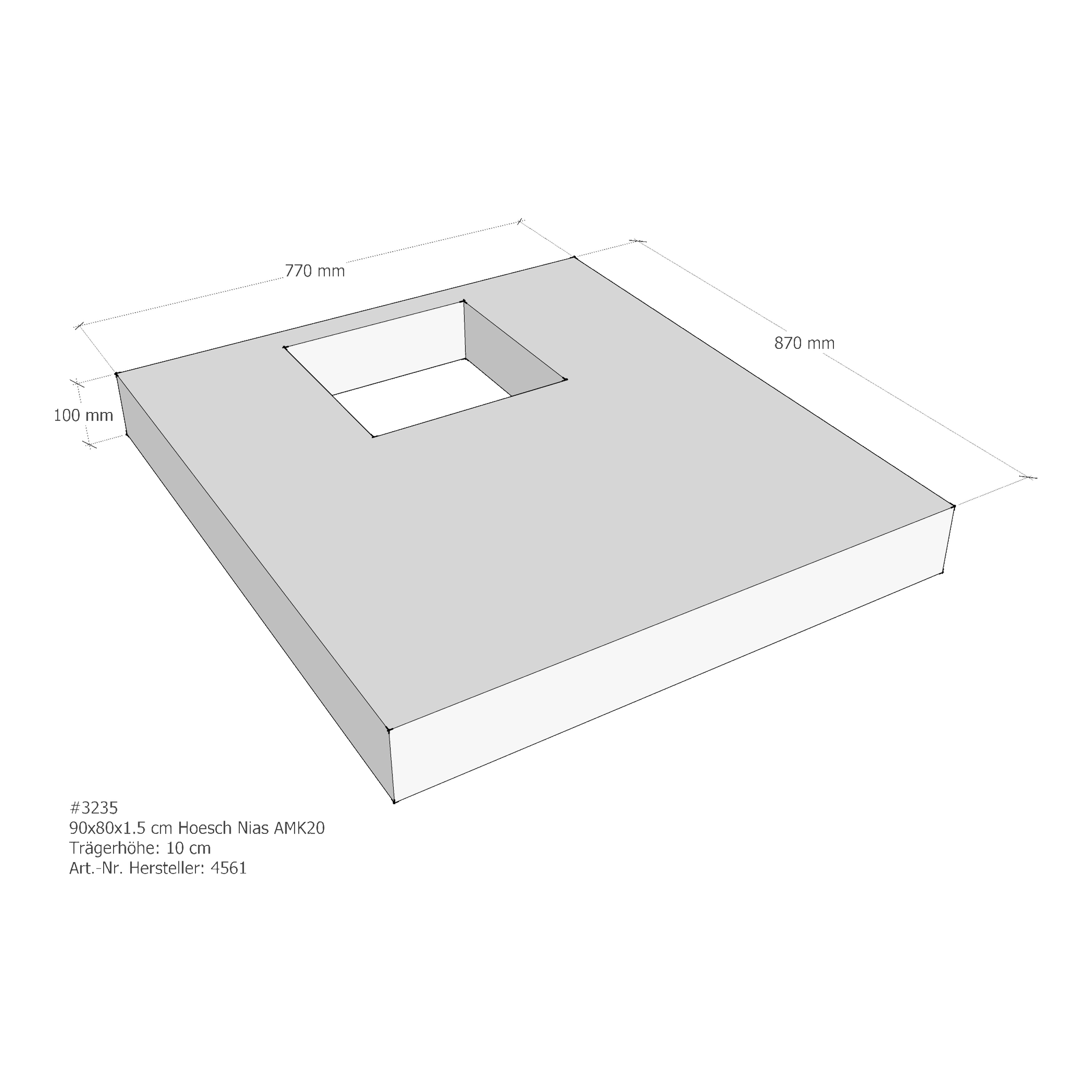 Duschwannenträger für Hoesch Nias 90 × 80 × 1,5 cm Breite: 80 cm / Länge: 90 cm Duschwannenträger für Hoesch Nias 90 × 80 × 1,5 cm Breite: 80 cm / Länge: 90 cm