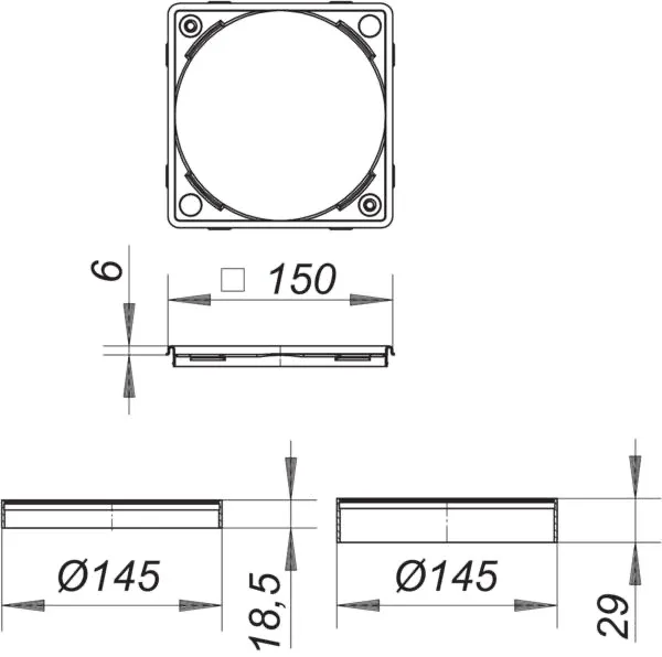 Aufsatzrahmen S 15/150, 150 x 150 mm Aufsatzrahmen S 15/150, 150 x 150 mm