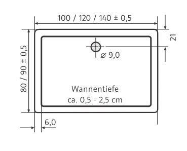 HSK rechteck Marmor-Polymer-Duschwanne „superflach“ 80 × 100 cm