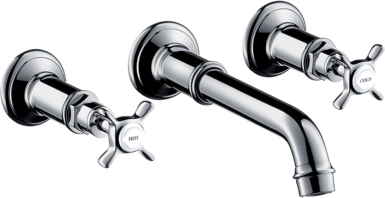 Hansgrohe AXOR Montreux 3-Loch Waschtischarmatur Unterputz, Chrom, Ausladung 225 mm, Kreuzgriff, Normalstrahl Hansgrohe AXOR Montreux 3-Loch Waschtischarmatur Unterputz, Chrom, Ausladung 225 mm, Kreuzgriff, Normalstrahl