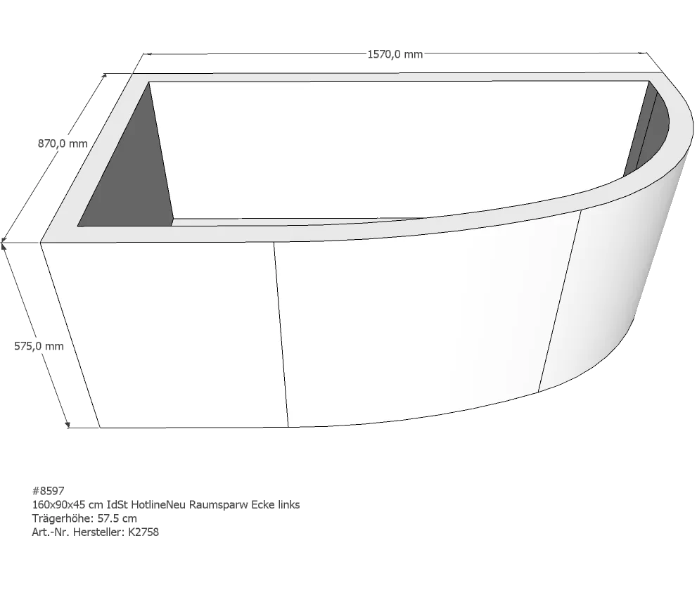 Badewannenträger für Ideal Standard HotlineNeu 160 × 90 × 45 cm Badewannenträger für Ideal Standard HotlineNeu 160 × 90 × 45 cm