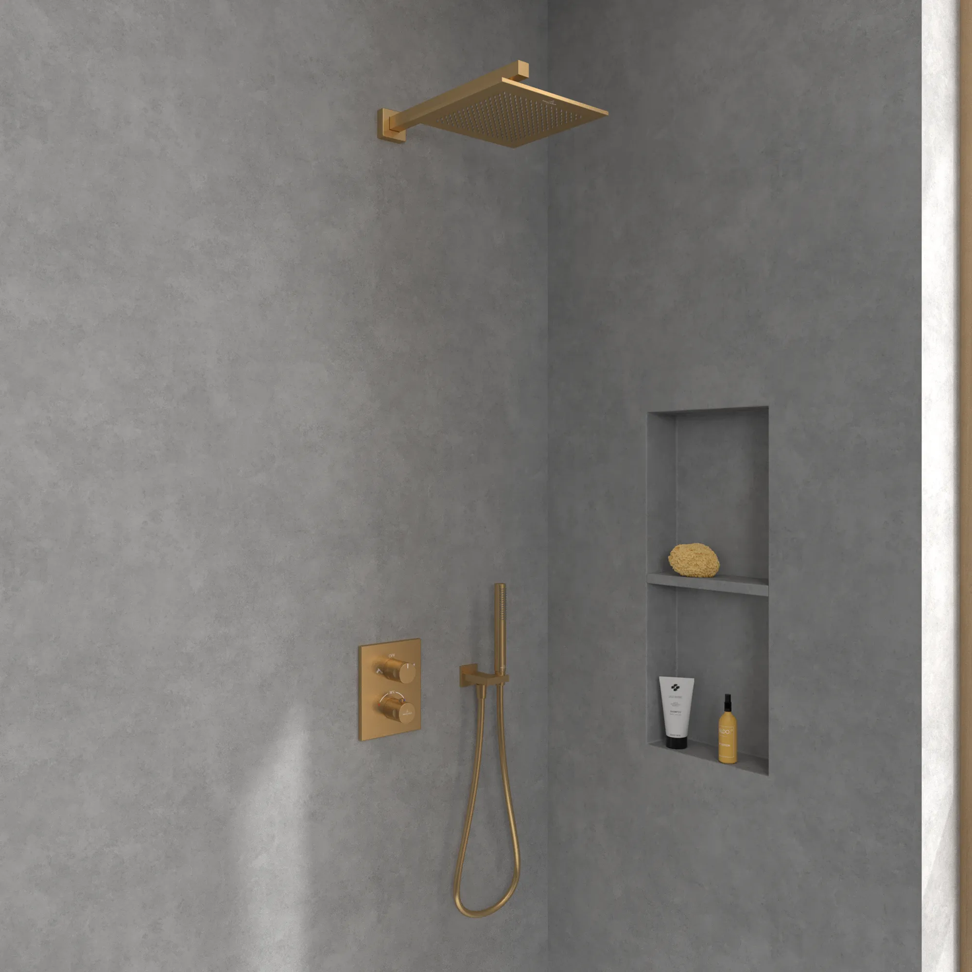 Villeroy & Boch Universal Showers Regenbrause, eckig, Brushed Gold, 250x250x56 mm