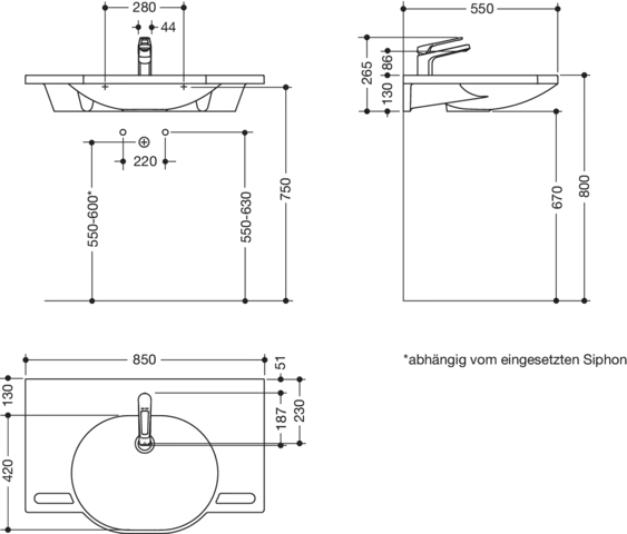HEWI Produktset Waschtisch und Armatur PG87, alpinweiß, 850x550mm HEWI Produktset Waschtisch und Armatur PG87, alpinweiß, 850x550mm