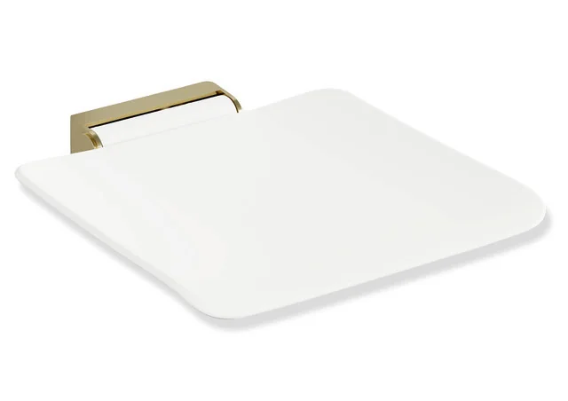 HEWI Klappsitz System 900 PG93, Wandkonsole aus Edelstahl, Sitzfläche weiß, 450x450mm