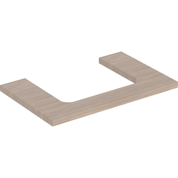 Geberit ONE Waschtischplatte mit Ausschnitt, Eiche, 74,6 x 3,2 x 47,3 cm, mittiger Ausschnitt für Aufsatzwaschtisch Geberit ONE Waschtischplatte mit Ausschnitt, Eiche, 74,6 x 3,2 x 47,3 cm, mittiger Ausschnitt für Aufsatzwaschtisch