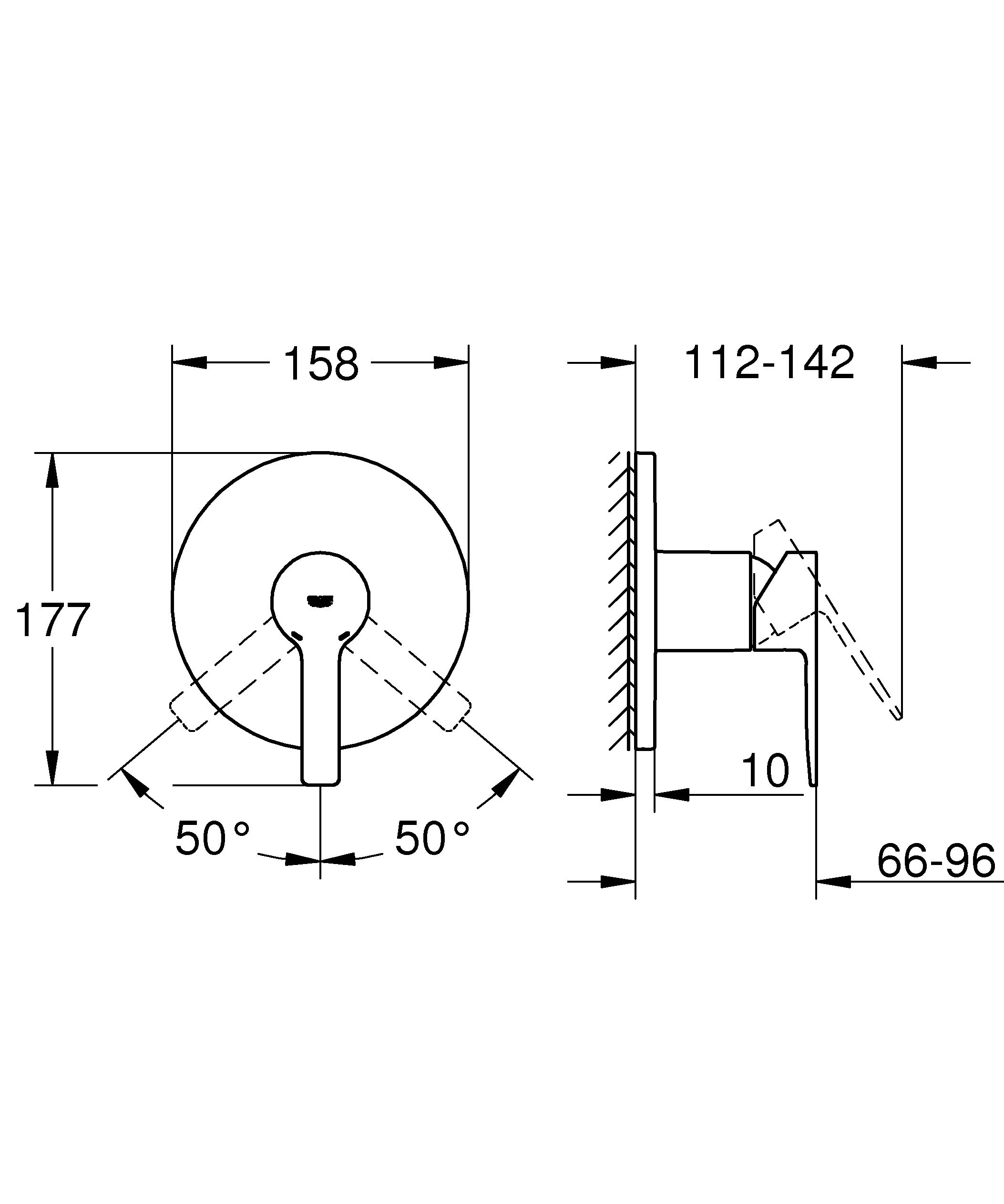 Einhand-Brausebatterie Lineare 24063_1, Fertigmontageset für Rapido SmartBox, chrom