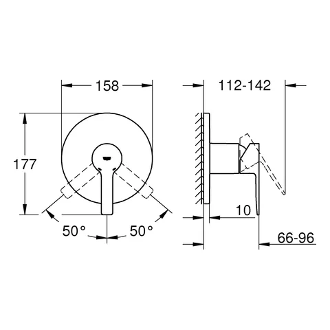 Einhand-Brausebatterie Lineare 24063_1, Fertigmontageset für Rapido SmartBox, chrom Einhand-Brausebatterie Lineare 24063_1, Fertigmontageset für Rapido SmartBox, chrom