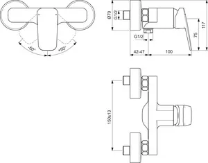 Brausearmatur Aufputz Ceraplan 220x142x117mm Chrom Brausearmatur Aufputz Ceraplan 220x142x117mm Chrom