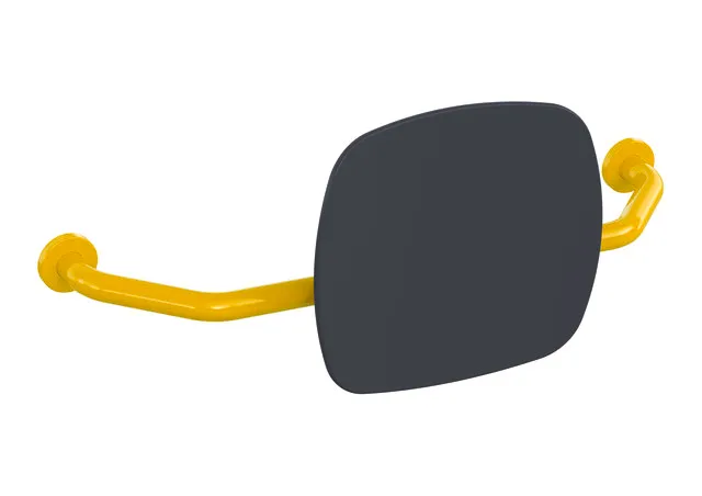 Rückenstütze, Polyamid, hochglänzend, Lehne aus Kunststoff in Farbe 92 (Anthrazitgrau), Breite 650 bis 750 mm, Tiefe 230 mm, Lehne 334 mm hoch und 370 mm breit, Stangendurchmesser 33 mm, Montage an der Wand mit Rosetten, in Farbe 99 Rückenstütze, Polyamid, hochglänzend, Lehne aus Kunststoff in Farbe 92 (Anthrazitgrau), Breite 650 bis 750 mm, Tiefe 230 mm, Lehne 334 mm hoch und 370 mm breit, Stangendurchmesser 33 mm, Montage an der Wand mit Rosetten, in Farbe 99