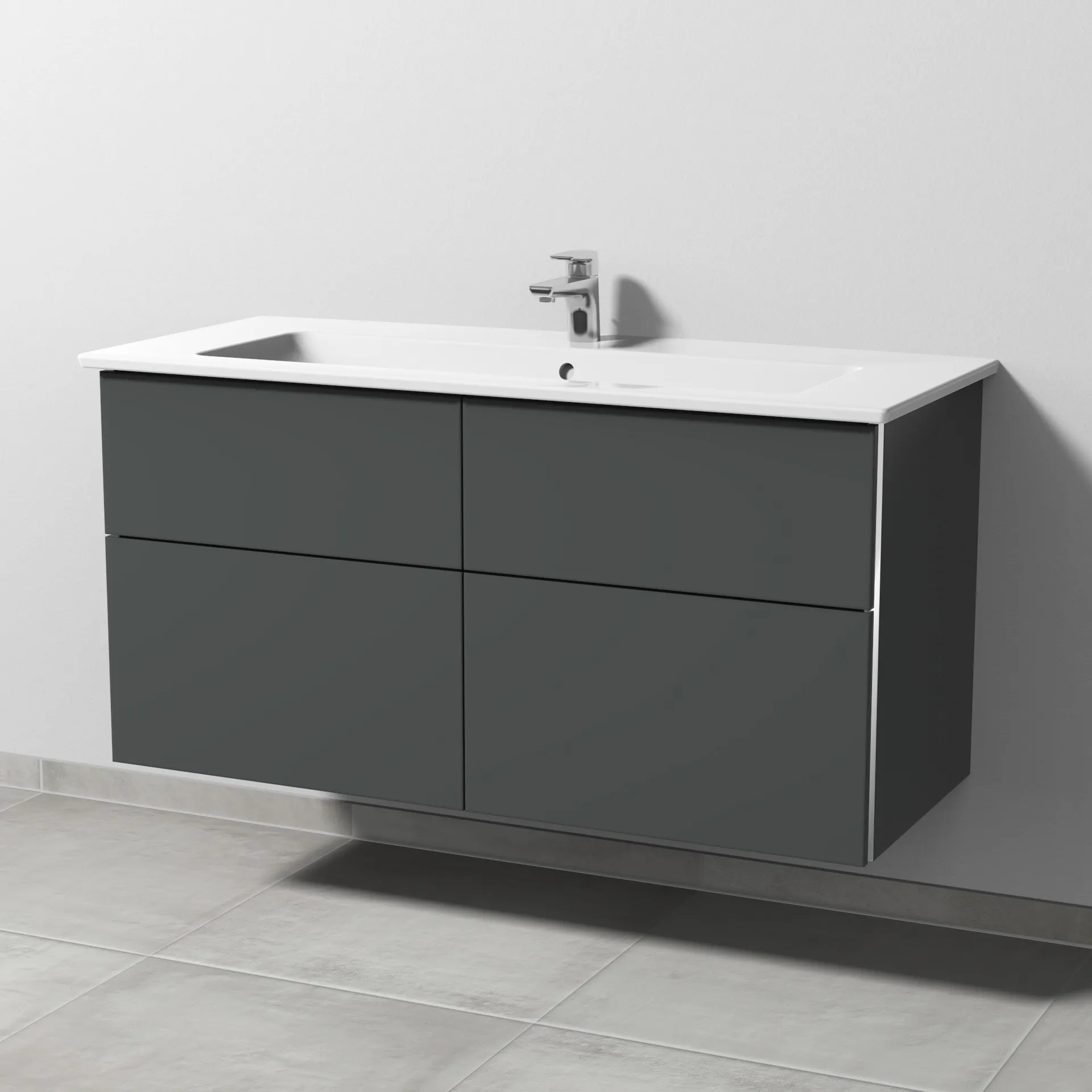 Sanipa Waschtischunterschrank „3way“ 1155 × 591 × 477 mm in Anthrazit (matt), Becken mittig