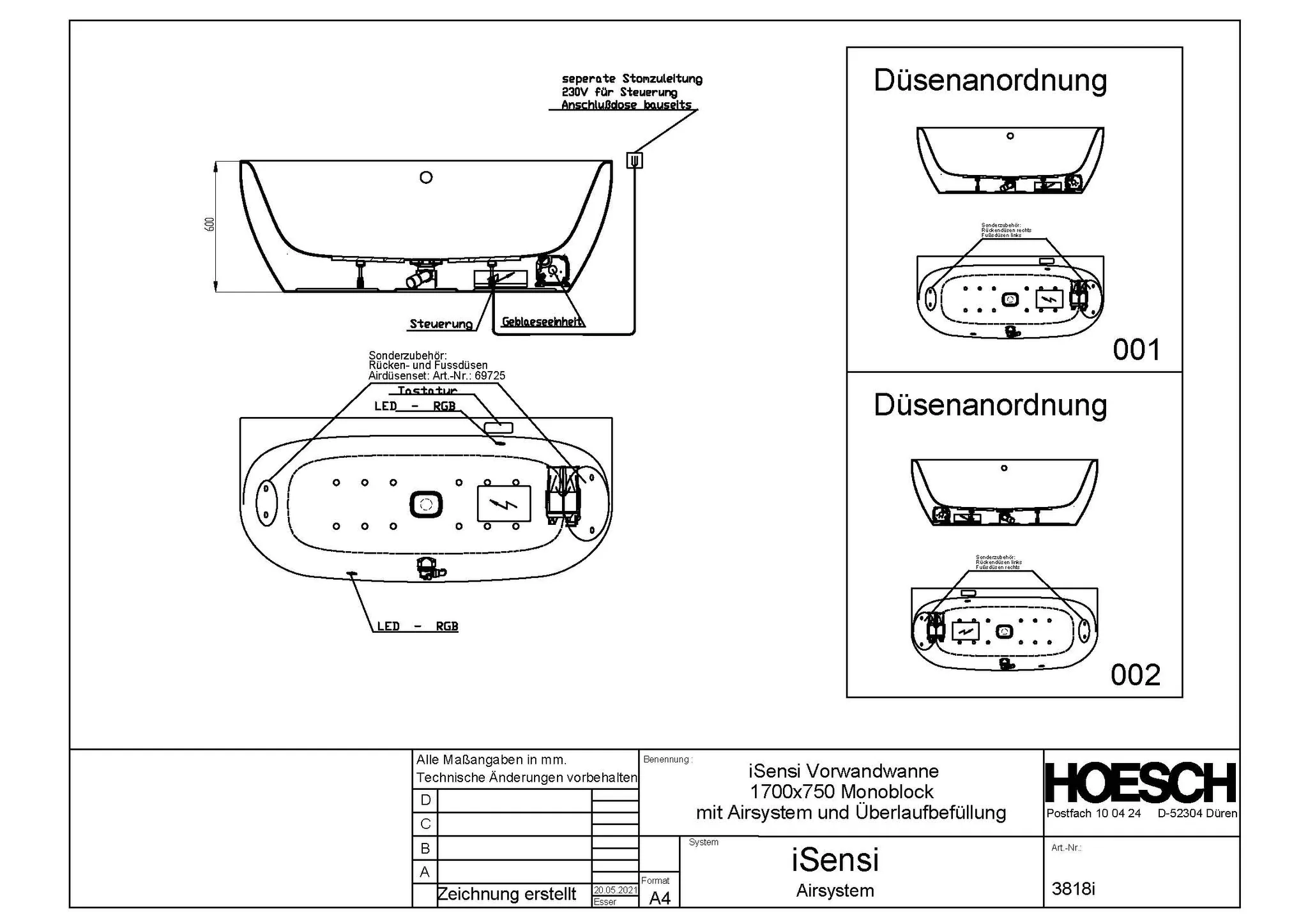 Hoesch Whirlwanne „iSensi“ Monolith mit Airsystem „iSensi“ vorwand halbkreis 170 × 75 cm in Weiß-Grau Hoesch Whirlwanne „iSensi“ Monolith mit Airsystem „iSensi“ vorwand halbkreis 170 × 75 cm in Weiß-Grau