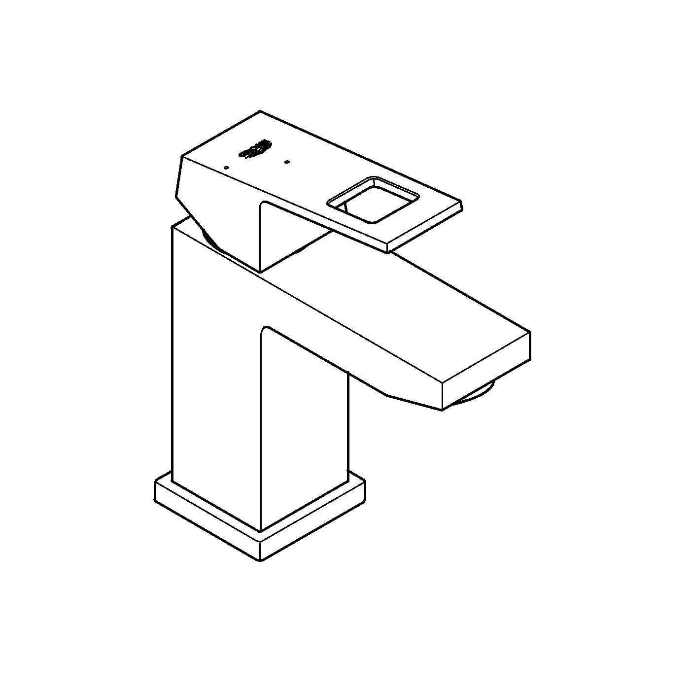 Einhand-Waschtischbatterie Eurocube 23392, S-Size, Einlochmontage, glatter Körper, Energie-Spar-Funktion Mittelstellung kalt, chrom