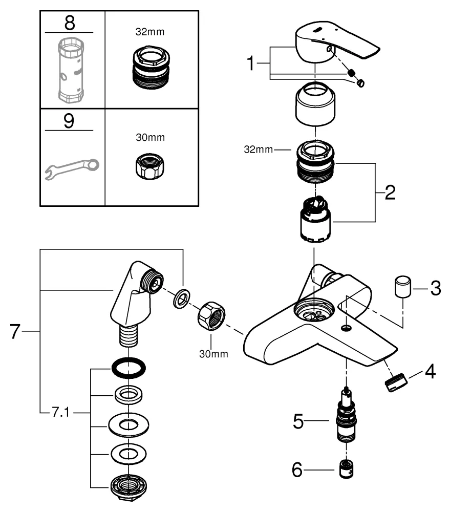 Wannenarmatur „Eurosmart“ Ausladung 200 mm Wannenarmatur „Eurosmart“ Ausladung 200 mm