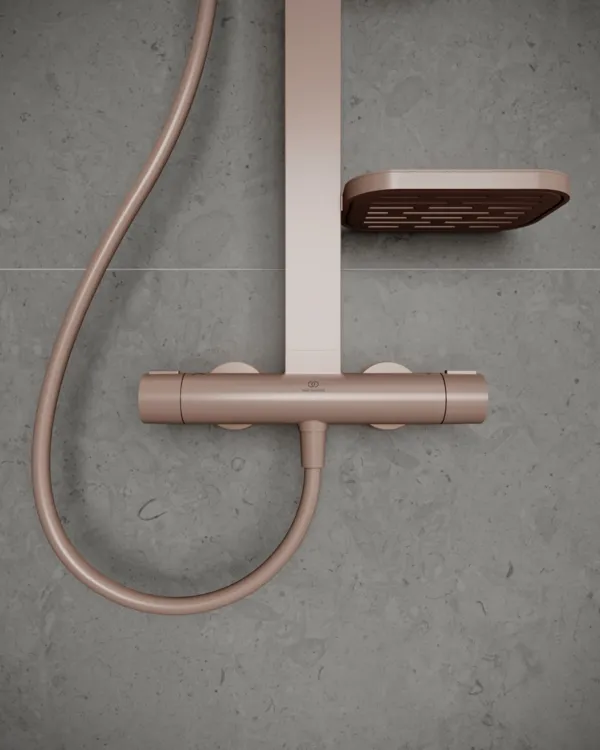 Ideal Standard Ceratherm Alu+ Duschsystem mit Thermostat, 2 Handbrause & 2 Kopfbrause, Rosé Ideal Standard Ceratherm Alu+ Duschsystem mit Thermostat, 2 Handbrause & 2 Kopfbrause, Rosé