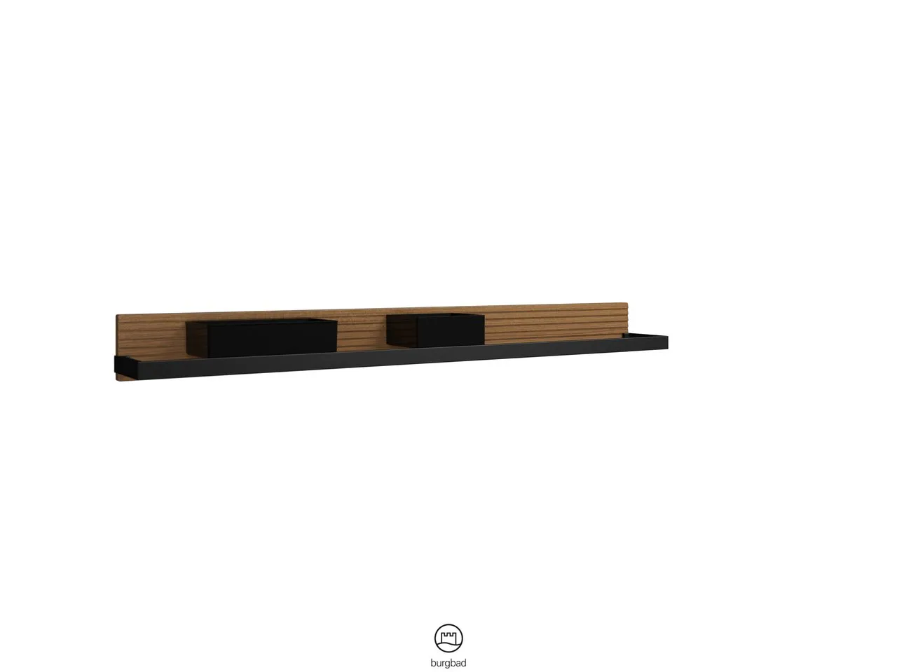Wandboard Fiumo von burgbad - Metallreling, Plisseestruktur, Schwarz, 1.200 x 150 x 117 mm Wandboard Fiumo von burgbad - Metallreling, Plisseestruktur, Schwarz, 1.200 x 150 x 117 mm