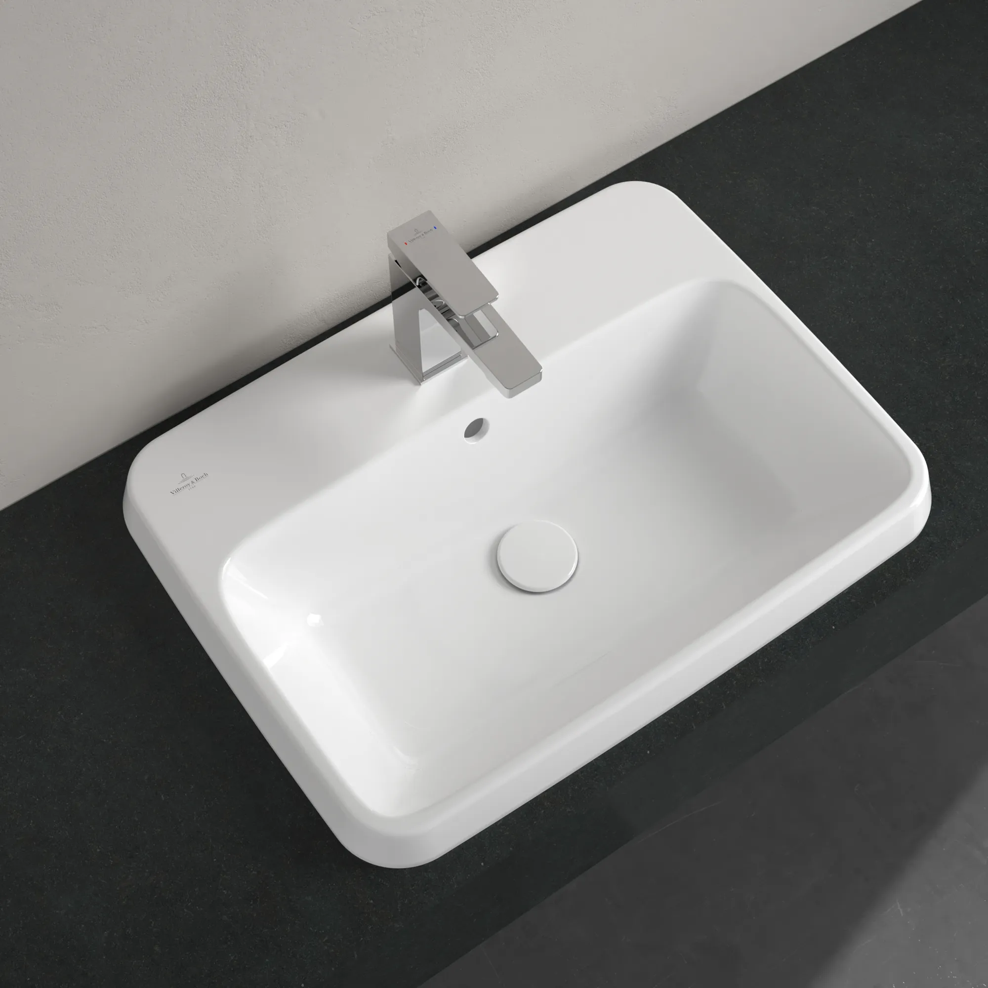 Villeroy & Boch Einbauwaschtisch „Architectura“ mit 1×1 Hahnlochbohrung, 600 × 450 × 170 mm, mit Hahnlochbohrung, Hahnlochposition mittig in Weiß Alpin Villeroy & Boch Einbauwaschtisch „Architectura“ mit 1×1 Hahnlochbohrung, 600 × 450 × 170 mm, mit Hahnlochbohrung, Hahnlochposition mittig in Weiß Alpin
